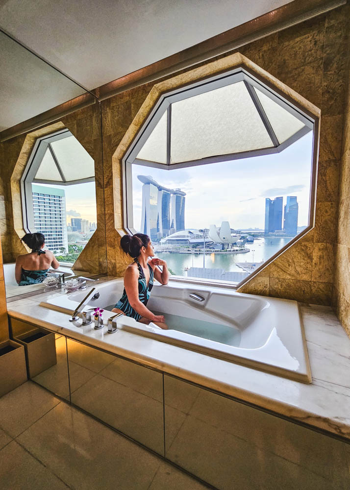 Marina Bay Sands View from Ritz-Carlton, Millenia Singapore Bath