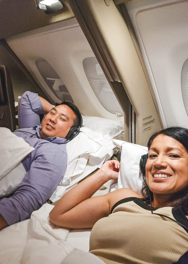 Double-bed in the sky on Singapore Airlines First Class