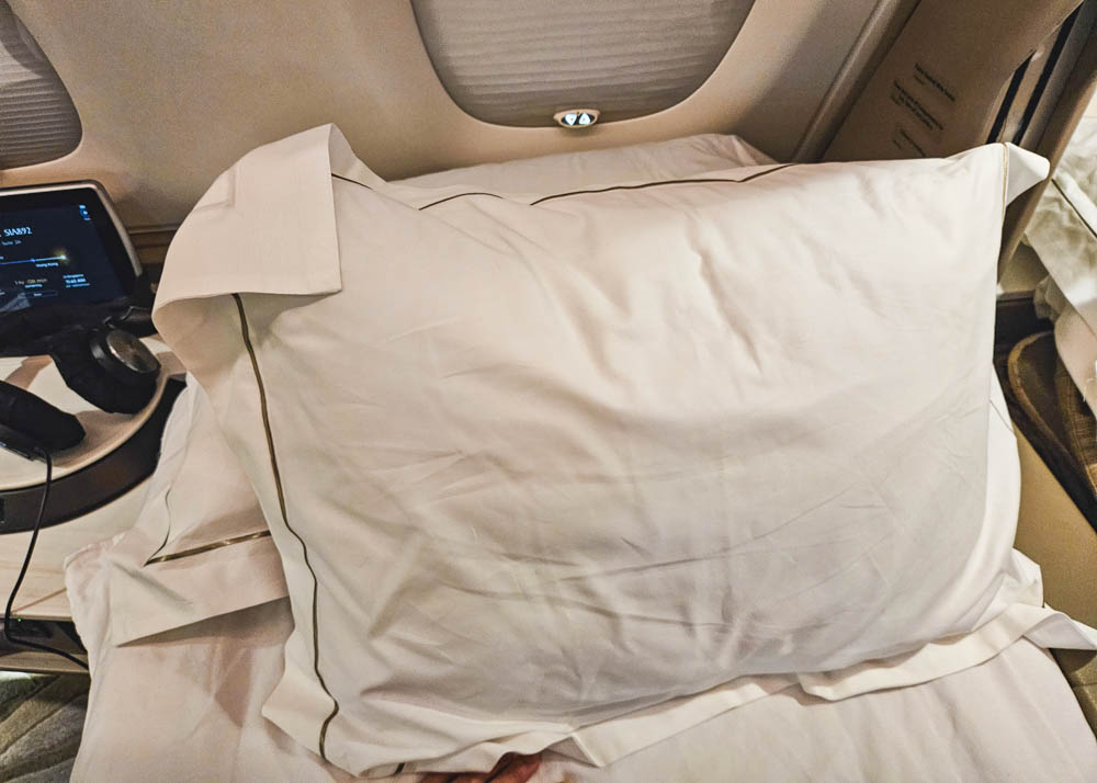 Fluffy Pillow in Singapore Airlines A380 First Class Suites