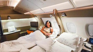 Huge Double Bed on Singapore Airlines A380 First Class Suites