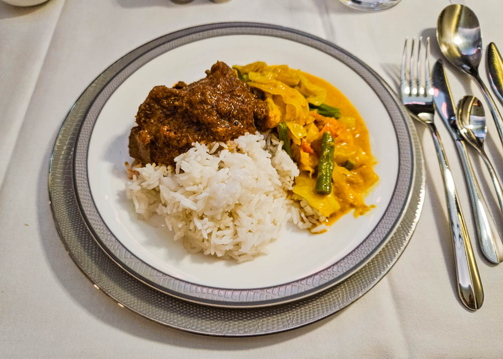Singapore Airlines A380 First Class Suites Beef Rendang
