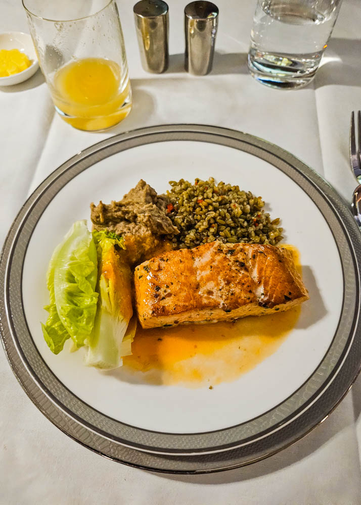 Singapore Airlines A380 First Class Suites Lunch Salmon