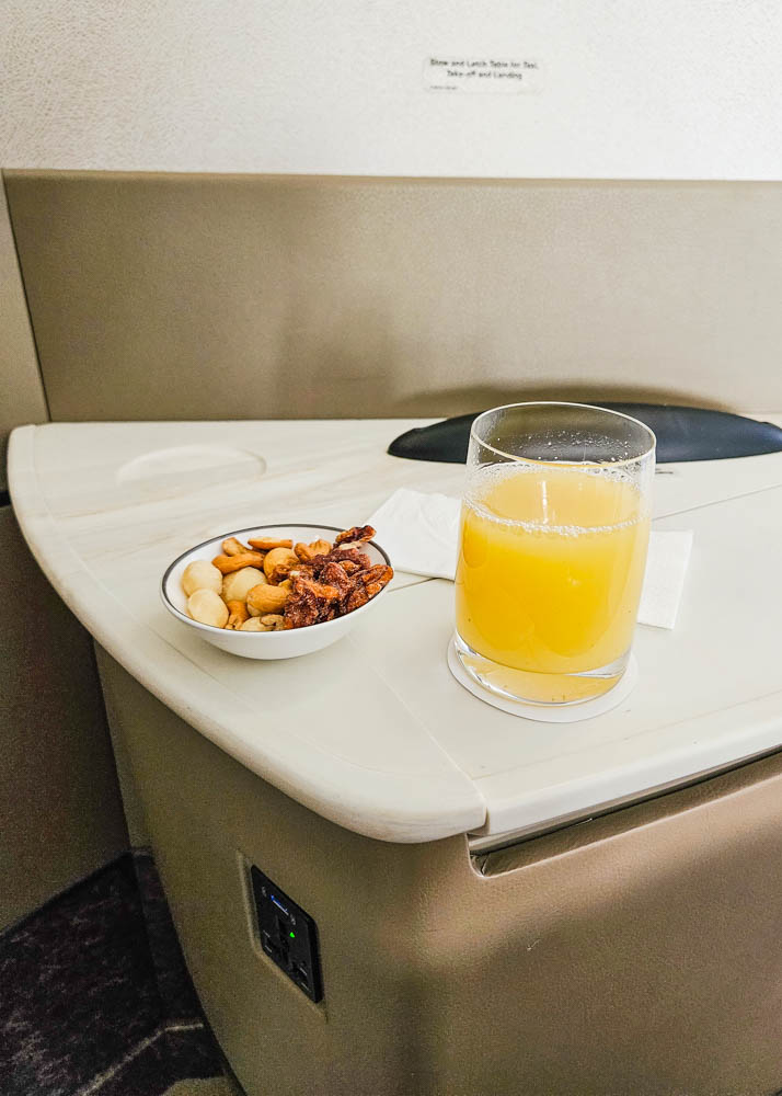Singapore Airlines A380 First Class Suites Warm Nuts