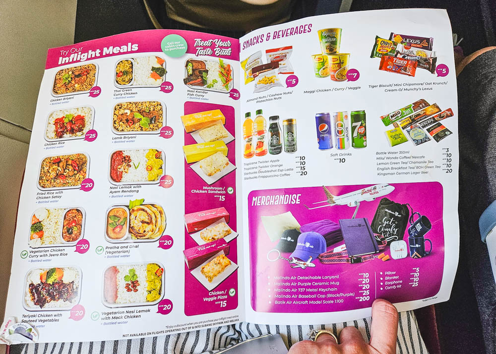 Batik Air In-flight Menu