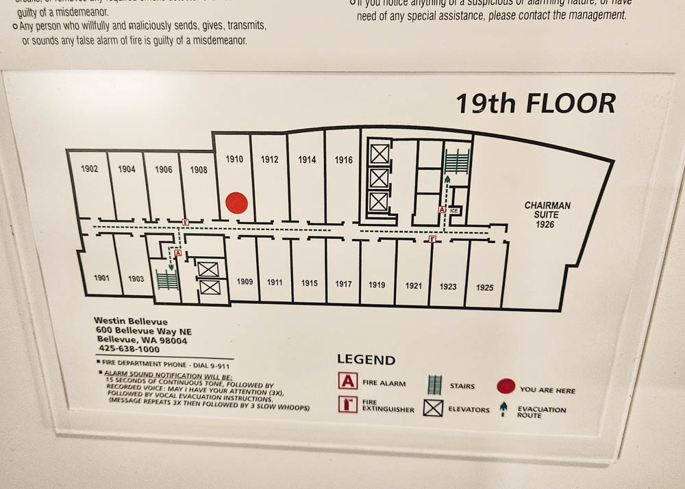 The Westin Bellevue 19th Floor Map