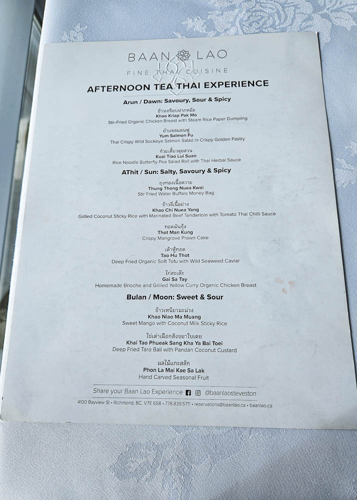 Baan Lao Afternoon Tea Menu