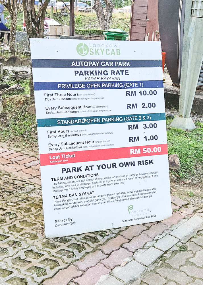 Parking fees in Langkawi