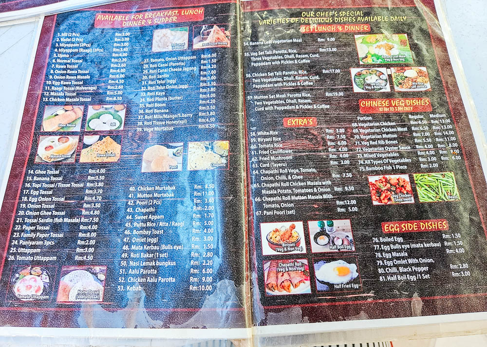 Restoran Seetharam Family Curry House Menu