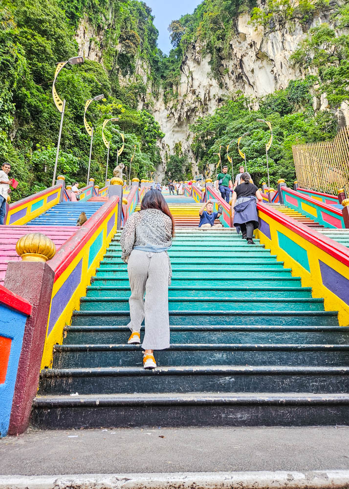 Walking up Batu Caves Stairs